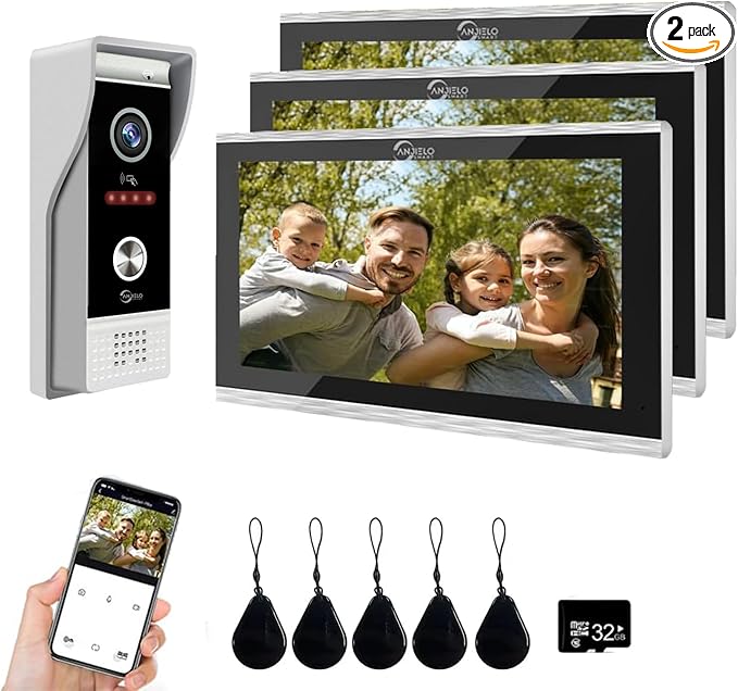 Wired Smart Video Apartments Intercom System,10 Inch Monitors with 1080P Doorbell Camera,3-in-1 Unlocking,TUYA WiFi Door Phone Kits, Ideal for Villas & Homes (1 doorbell + 3 Monitor)