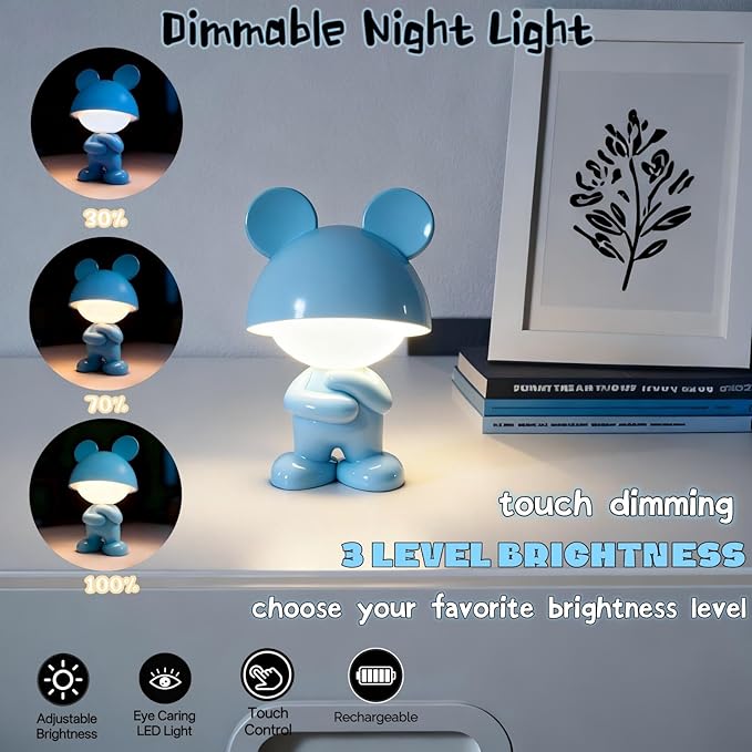 ShonlPin Night Light for Kids,Rechargeable Table Lamp,Touch Lamps for Nightstand,Dimmable,Breastfeeding,Nursery,Sleep Aid,Bluey Cute Decor Gifts Stuff for Baby Toddler Boys Girls Christmas Birthday