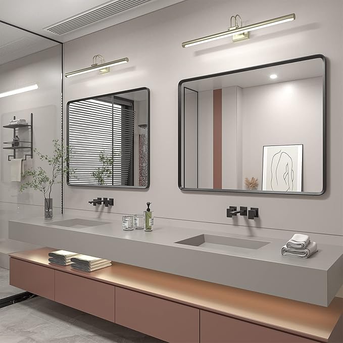 48x36 Black Matte Bathroom Mirror for Wall, Black Metal Framed Vanity Mirror for Bathroom, Rounded Rectangle Mirror with Beveled Border, Anti-Rust, Shatterproof (Horizontal/Vertical)