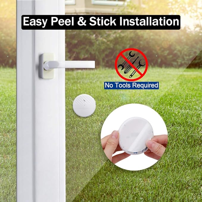 Wsdcam Glass Break Sensor Alarm 125dB Ultra-Slim Wireless Glass Break Detector Window Alarm Vibration Sensor for Home Window and Door Security (8)