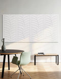 Topnaca 4 Pack Large Acoustic Panels Sound Absorbing for Studio Walls, Self Adhesive Decorative Leaf Art Tiles White Sound Absorption Absorbers for Home Room Ceiling Door Treatment 47" x 24" x 0.4"