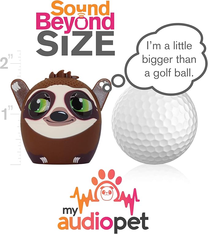 My Audio Pet Mini Bluetooth Animal Wireless Speaker for Kids of All Ages - True Wireless Stereo – Pair with Another TWS Pet for Powerful Rich Room-Filling Sound (Slow Jam-Sloth)