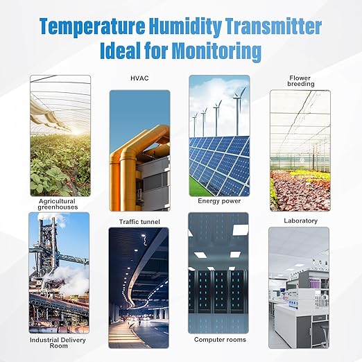 Tzone 4-20mA Temperature Humidity Transmitter,Digital Analog Temperature Transmitter Industrial Temp Humidity Sensor Collector Wall Mounted, Temp Probe Monitor for Greenhouse Environment Test Grow