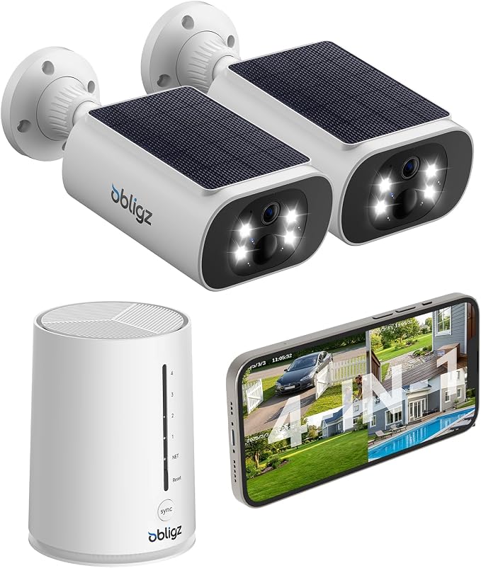 Solar Security Cameras Wireless Outdoor, 4MP Cameras by Obligz