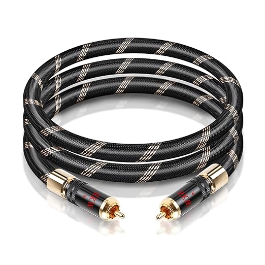 SKW Audiophiles Subwoofer Lock RCA Cable RCA to RCA Multiple Shield with Ultra-high Purity Copper Digital Coaxial Cable for HiFi Systems 4.9ft/1.5m