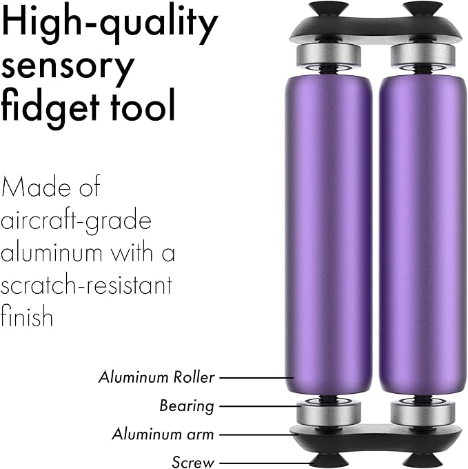 ONO Roller - Handheld Fidget Toy for Adults | Help Relieve Stress, Anxiety, Tension | Promotes Focus, Clarity | Compact, Portable Design (Purple, Junior Size - Aluminum)