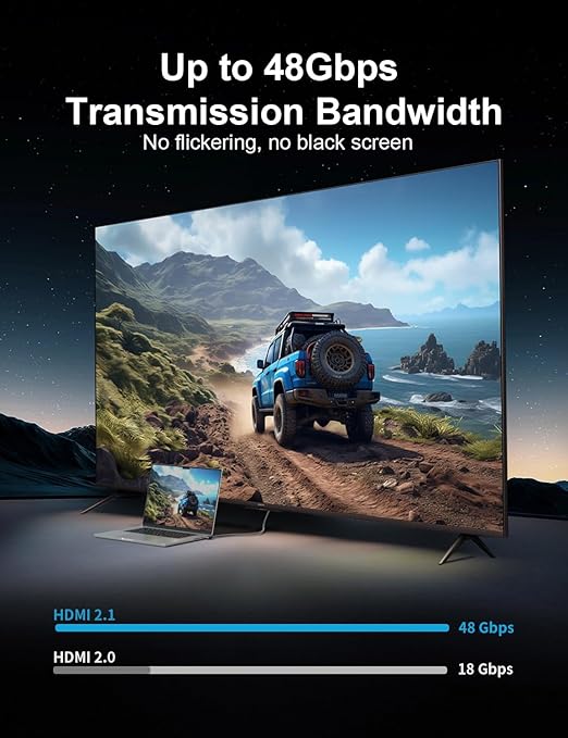 XAOSUN HDMI 2.1 Cable Right Angle 3.3FT, 48Gbps Ultra High Speed HDMI Cord 8K@60Hz 4K@120Hz Dynamic HDR eARC HDCP 2.2& 2.3 HDR10, Compatible with ps5,ps4,x-Box,roku TV,HDTV,Blu-ray,lg,Samsung