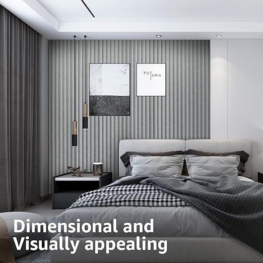 Art3d 8-Pack WPC Slat Wall Panel for Interior Wall Decor, Decorative Fluted Accent Wall Covering Panel for Living Room Bedroom TV Background Office, 96 x 6 Inch - Slate