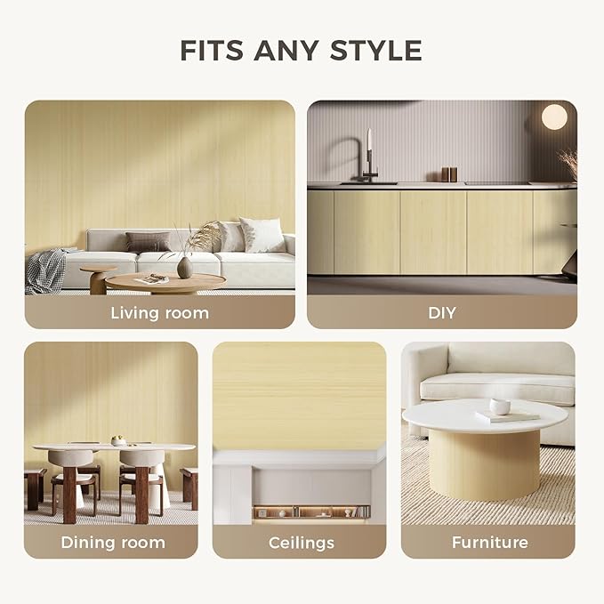 OUZUGIE 2 Pack 96x48 Inch Natural Bamboo Wall Panel – Raw Pole Wrap Paneling for Walls, Ceilings, Cabinets, Furniture – Ideal for Bedroom, Living Room & Office DIY Decor