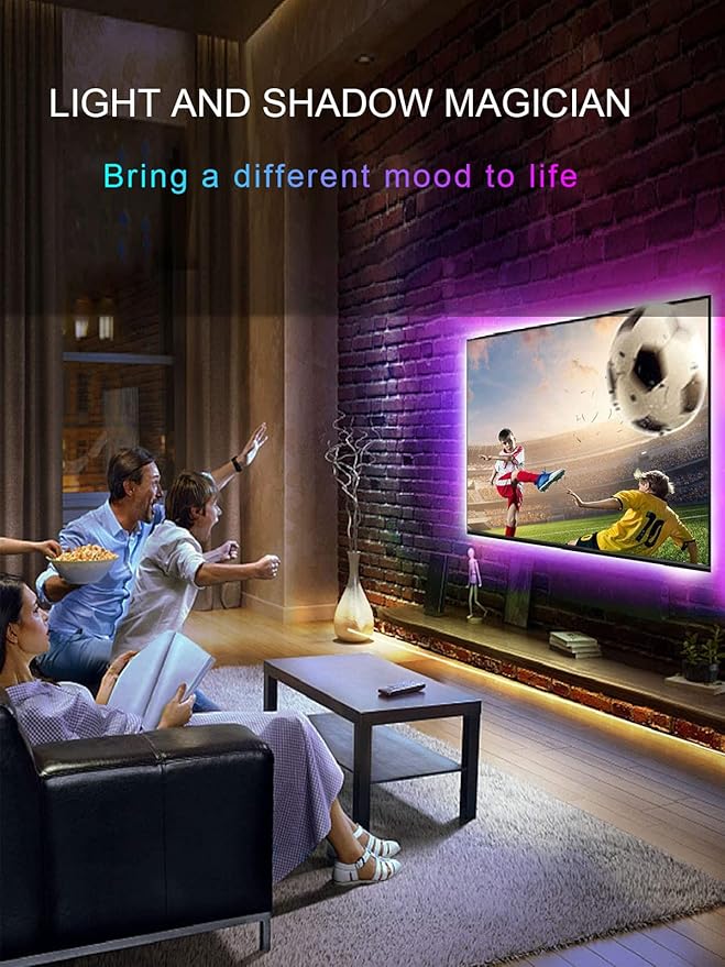 KANTUTOE TV LED Backlight, 23ft LED Lights for 70-100 Inch TVs, RGB TV Backlight Behind with Remote, Music Sync Bluetooth APP Control Strip Lights USB Powered for Bedroom, Gaming Room, Home Décor