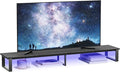 aboxoo 47" TV Riser with Light for 32-60 inch TV, TV Riser Stand Shelf, Tabletop TV Stand Riser, Computer Monitor Table for Home Living Room, Study Office (Black)