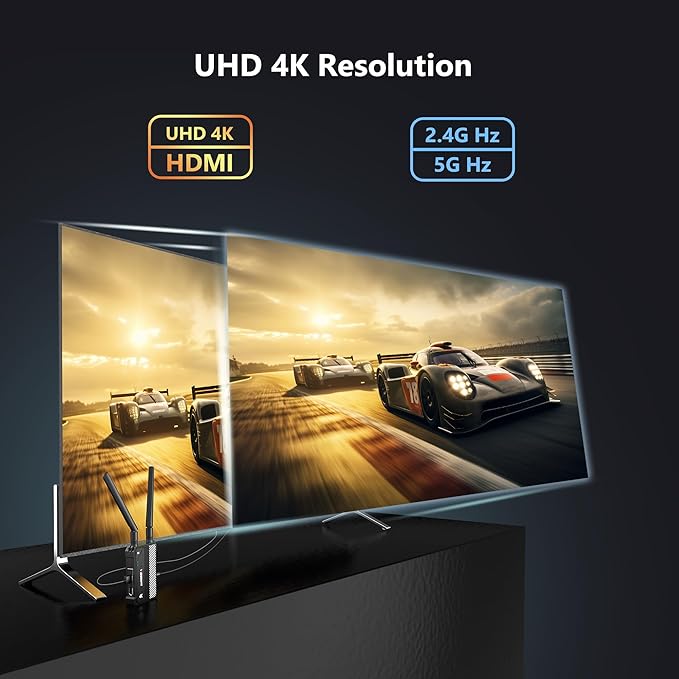 Wireless HDMI Transmitter and Receiver,1150ft Los Range,4K UHD Wireless Video Transmission System with 0.1S Latency, for Streaming from DSLR/PC/Laptop to TV/Monitor (WL095P TX+RX)