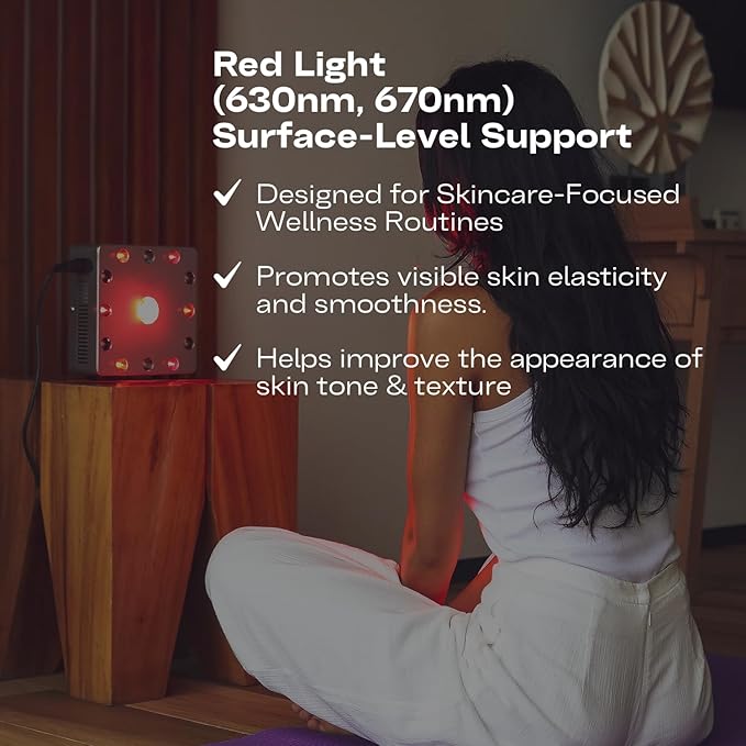 EMR-TEK Firewave | Red Light Therapy for Face & Body, Blend of Red (630nm 670nm) & Near-Infrared (830nm) Light | Portable LED Lamp for At-Home Skincare Wellness, Supports Recovery & Full-Body Sessions