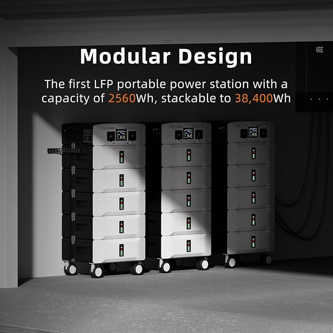 IEE SP5000 Portable Power Station & Solar Generator with 3×200W Panels Included,5000W (Peak 9000W) 5120Wh EV-Grade LFP Batteries,120/240V Dual Voltage,3500W 1.6H Fast Charge,APP&EPS for Home Backup.