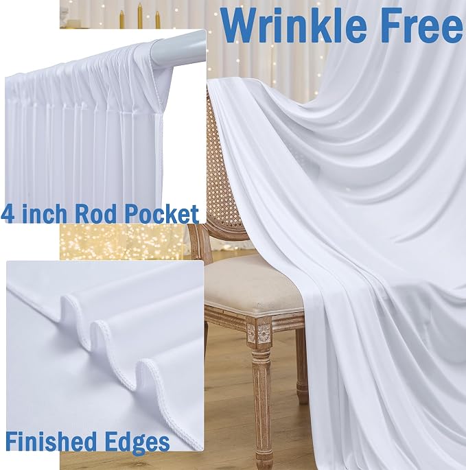 30ftx12ft Wrinkle Free White Backdrop Curtains - Image 5