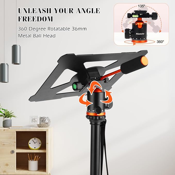 Nietoto Camera Tripods & Projector Stand, 2 in1 Tripod for Camera with Removable Metal Tray, Heavy Duty Tripod for DSLR. Projector. Sheet Music and Tablet, Extra Metal Spikes and Carry Bag
