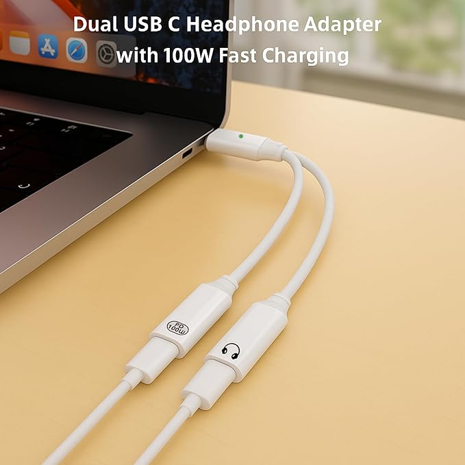 Mizi Headphone Splitter 3.5mm Stereo to Dual 3.5mm Female Jack Audio, Extension Cable Y Splitter Compatible with iPhone Samsung iPad Tablet Laptop - Grey