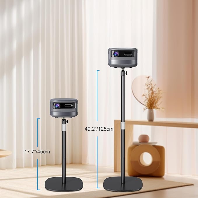 Hocoder Projector Stand Floor Projector Mount Stand 1/4 Screw with Heavy Base, Adjustable Height 33"-50",Arbitrary Angle Adjustment, for Living Room, Courtyard, Bedroom