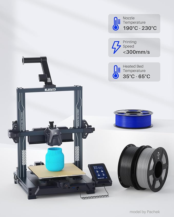 ELEGOO PLA Filament 1.75mm Black 4KG, 3D Printer Filament Dimensional Accuracy +/- 0.02mm, 4pcs 1kg Spool(2.2lbs) Fit Most FDM 3D Printers