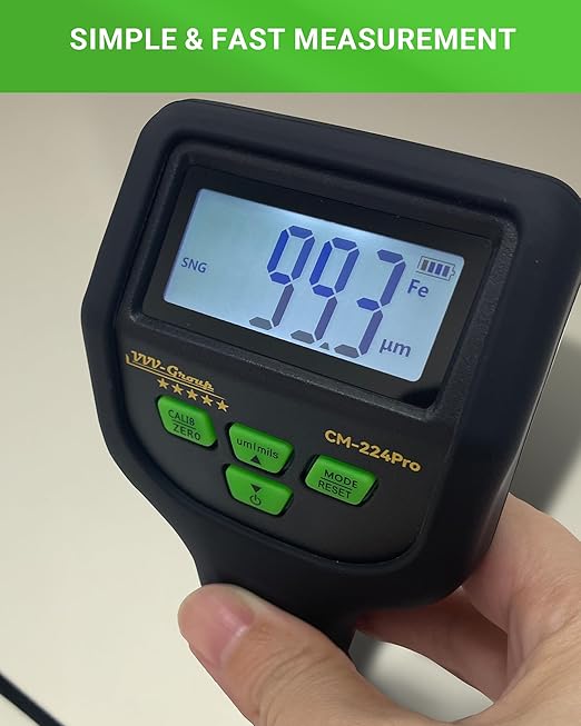 Paint Thickness Gauge CM-224Pro 2026 | Coating Thickness Meter Fe/Al/Zn | Auto Paint Depth Gauge Car Tester with High-Precision Probe, Multi-Unit Display & Auto Calibration