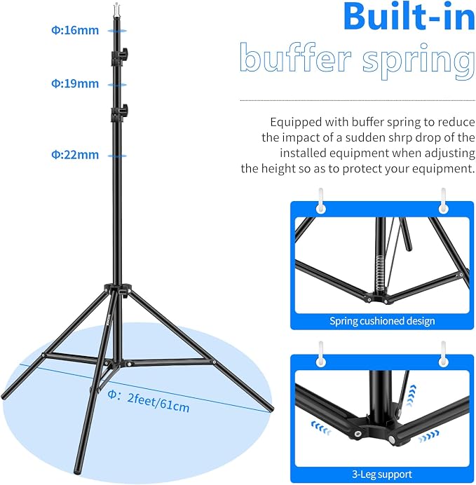 Neewer 75"/6 Feet/190CM Photography Light Stands - Image 3