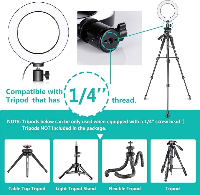 Ring Light OEBLD Dimmable with 3 Light Modes & 10 Brightness Level 360° Rotae - Image 4