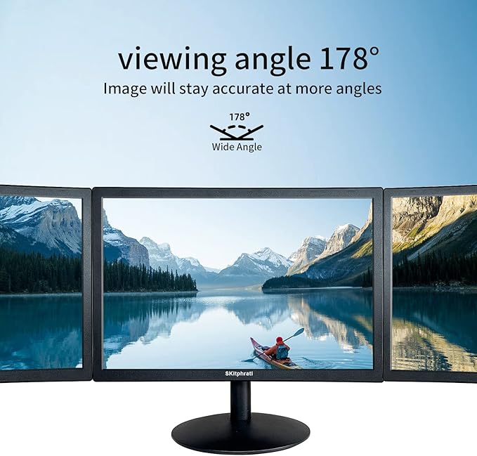 SKitphrati 15.6 Inch Small PC Monitor, FHD VA 1080P Desktop Display with 1920x1080 99% sRGB HDMI VGA Ports, VESA Mounting, LED Monitor for PC, Laptop and Computer, Black