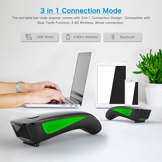 NETUM Mini Barcode Scanner Bluetooth Compatible, Small Portable USB Bar Code - Image 3