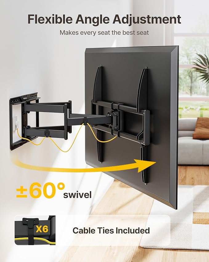 monTEK Heavy-Duty Full Motion TV Wall Mount Bracket for 50–100″ TVs up to 200 lbs – 4X Load Tested, Dual Arm Extension to 25.1″, Tool-Free Tilt/Swivel/Level, Max VESA 900×600, Fits 12/16/18/24" Studs
