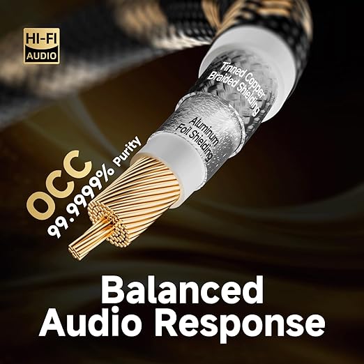 TODN Hi-end Digital Coaxial Cable for Audiophile 75-Ohm SPDIF RCA to RCA Audio Cable for TV, Amp, HiFi Systems (9.8ft /3m)