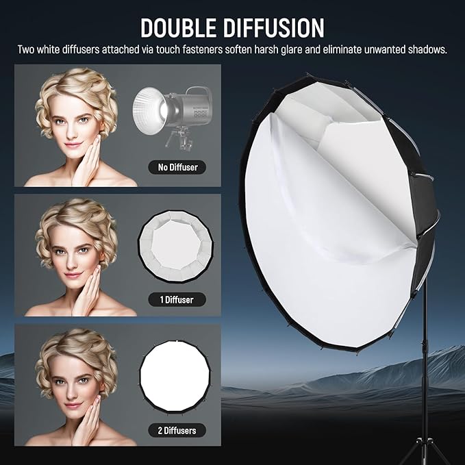 NEEWER Parabolic Softbox Kit, 47.2" Bowens Mount Soft Box - Image 5