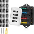 RED WOLF 4 Way Blade Fuse Block Box Holder w/Standard Circuit 10V-32V DC for Automotive Truck Boat Marine RV Van Vehicle Power Distribution Panel Damp-Proof Cover