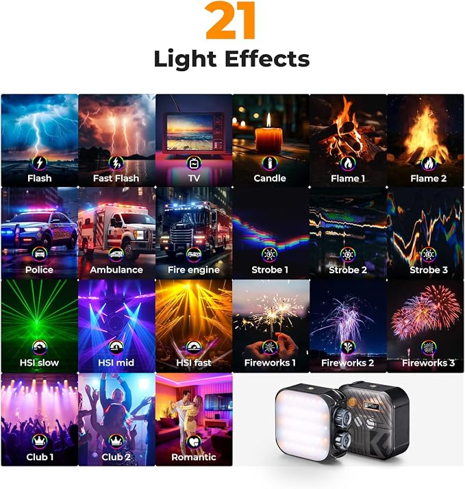 K&F CONCEPT RGB Video Light, 360° Full Color Portable Photography Light - Image 5