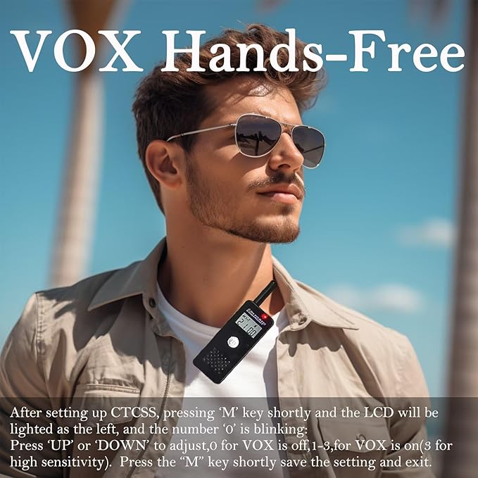 ELIDAIP T-M16 Small Walkie Talkies,Portable Two Way Radio with Earpiece & Mic Set Headsets,VOX Hands Free for Restaurants,Hotel,Sports & Outdoor Activities,Hospitals,Tourism,Black 2 Pack