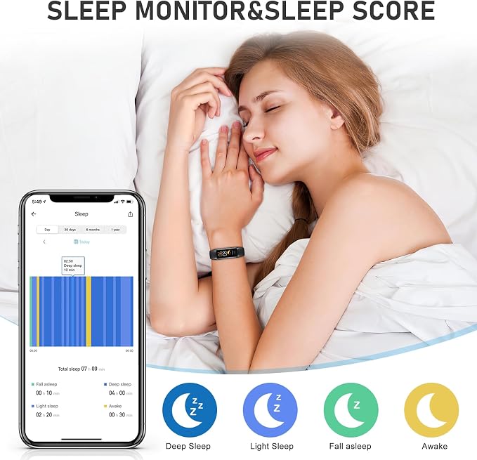 Fitness Tracker with 24/7Heart Rate, Blood Pressure, Sleep Tracking, Activity - Image 3