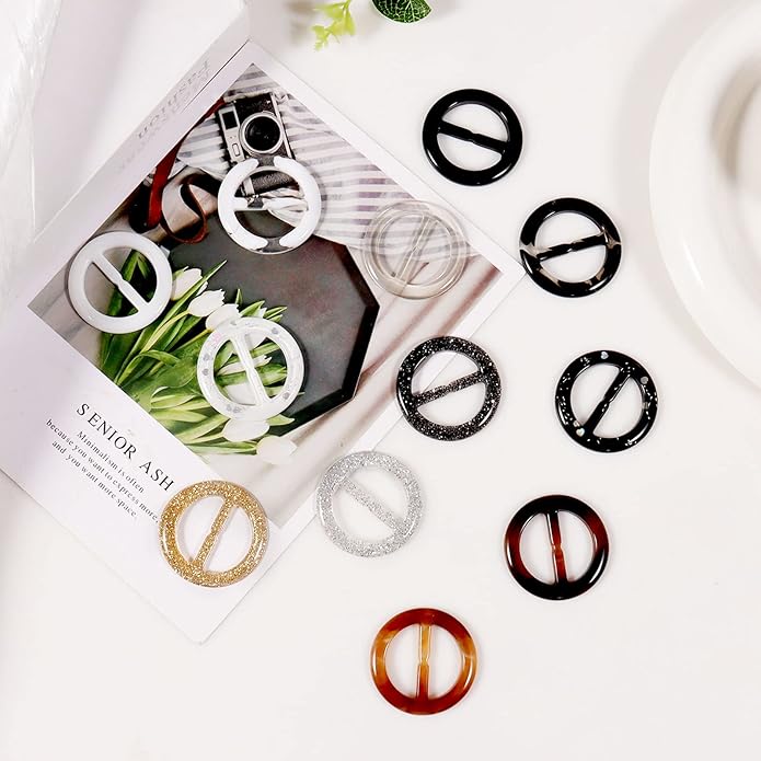 T-Shirt Clips 9 PCS, Clothes Corner Knotted Button, Fashion Alloy Pearl Rhinestone Circle Clip Buckle Round Shirt Silk Scarf