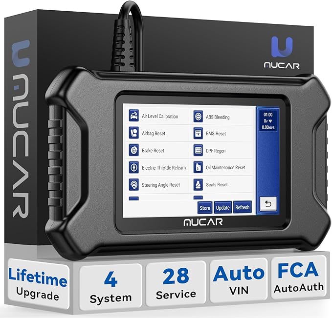 MUCAR CS90 OBD2 Scanner Diagnostic Tool with 28+ Reset Services, Oil/EPB/SAS/BMS/Injector, ABS Bleeding, Throttle Relearn, ABS SRS Engine Transmission Code Reader, FCA AutoAuth, Lifetime Free Update