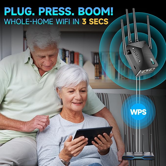 Best WiFi Extender Signal Booster for Whole Home - 13K Sq.Ft Coverage | 100% Faster Internet Extender WiFi Booster, 1-Button Setup Repeater Works with Any Router | Stop Buffering in Every Room