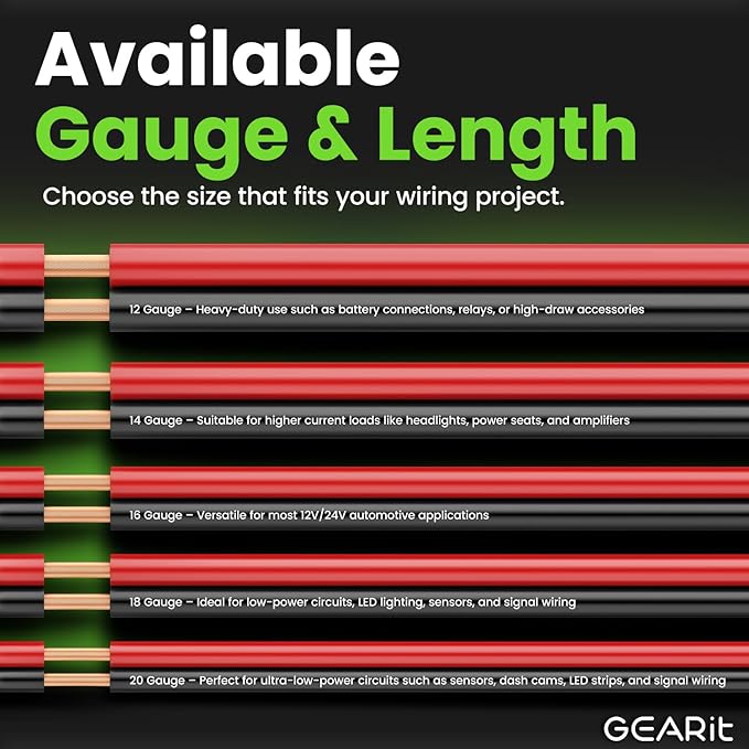 GEARit 18 Gauge Wire - 500ft Black/Red - 2 Conductor CCA for Car Audio, Speaker, Trailer, Electrical - 500ft Total 18ga awg