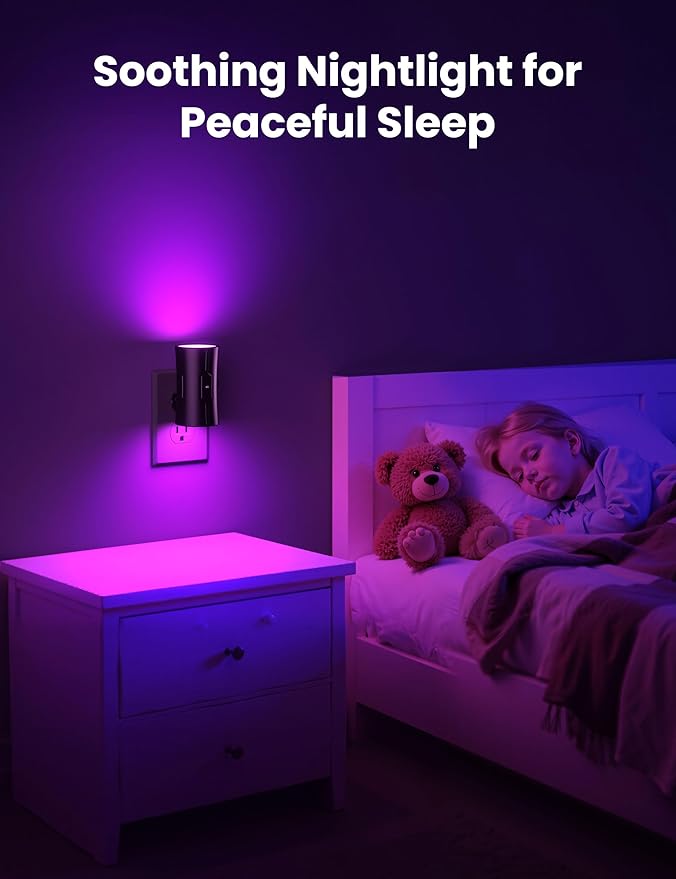 Sujeet Purple Night Light, Plug in Wall Light with Sensor, Adjustable Brightness, Dimmable Night Light Decorative for Christmas, Holiday, Home Decor, Party Decor