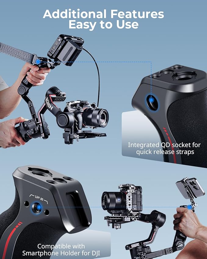 SmallRig Sling Handle Gimbal Handgrip for DJI RS 2 / RSC 2 / RS 3 / RS 3 Pro/RS 3 Mini/RS 4 / RS 4 Pro/RS 4 Mini, Adjustable Gip for Low Angle Shots, w/QD Socket