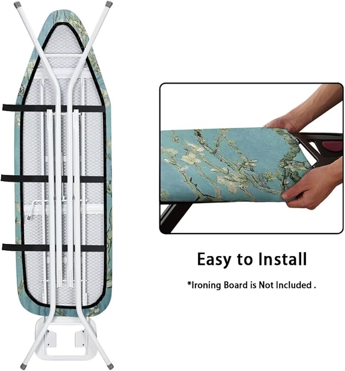 ZCFYGDX William Morris Prints Ironing Board Cover 3 Nylon Buckle Fastening Easy to Install Iron Decor Covers Standard with Elastic Edge Scorch Resistant Protective Covers for Iron Board 17x49 Inch