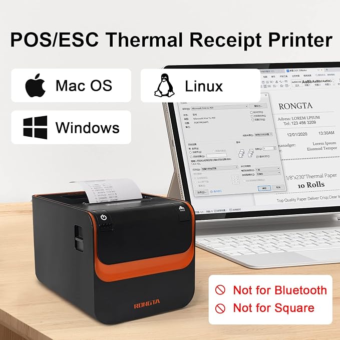 Rongta POS Printer, 80mm Direct Thermal Receipt Printers - Image 2