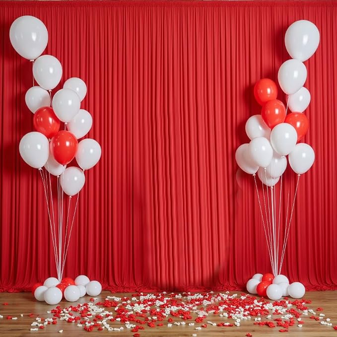 50ft x 12ft Wrinkle Free Red Backdrop Curtains - Image 8