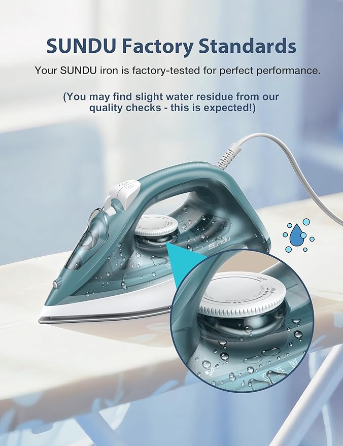 Steam Iron for Clothes - 1500W Iron with Ceramic Coated Soleplate, Rapid Heating, Self-Cleaning, Auto-Off, 11.84oz Water Tank, Precise Thermostat, Home Use Green
