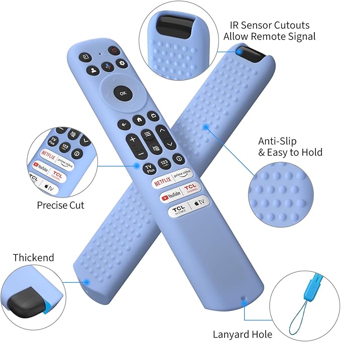 Hi Color Silicone Cover for TCL RC813 FMB1/RC923/RC902V Remote Protective Case Sleeve for TCL Smart TV Remote RC813 FMB1 Case Cover(Glow Blue)