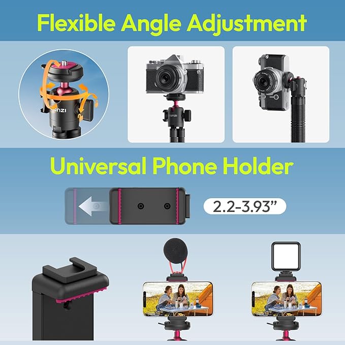 ULANZI MT-91 Flexible Octopus Tripod for Phone, GoPro&Camera, 3‑in‑1 Mini Tripod w Bluetooth Remote, CKA Quick Release w 1/4 Screw, GoPro Adapter, 360 Adjustable for Vlogging, Selfies, Video Recording