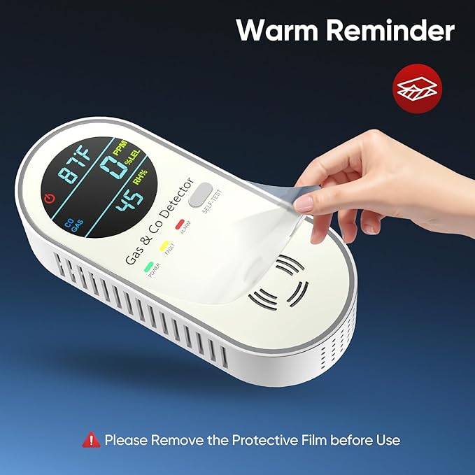 NICGOL 4-in-1 Combination Carbon Monoxide Detectors & Natural Gas Leak Detector - Carbon Monoxide Detectors Plug in - Dual Sensor Gas & Co Detector - Temperature & Humidity Detectors (3 Packs)