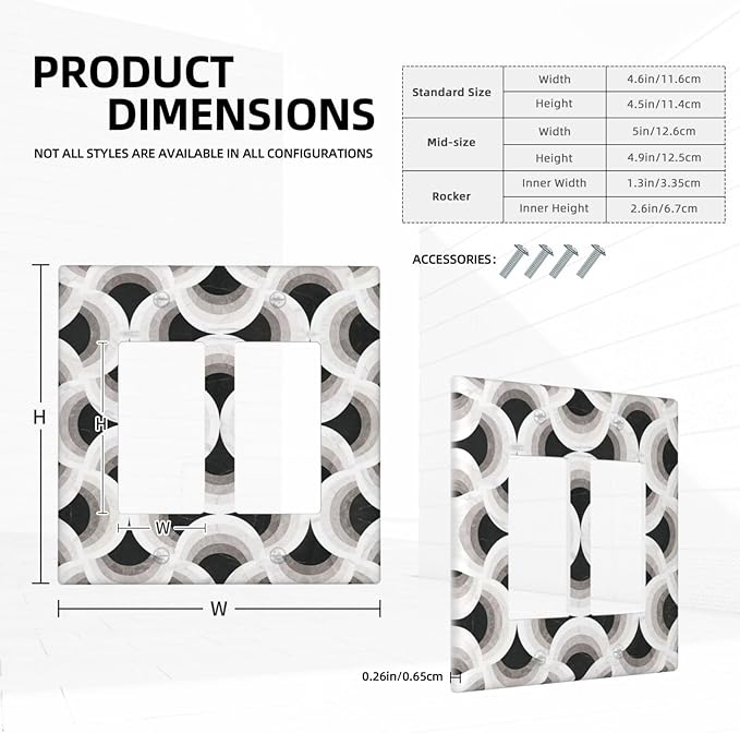 Bvtewkhz Black/White Art Marble 2 Gang Double Rocker Decorative Light Switch Covers Electrical Faceplate Switch Plates for Bathroom Kitchen Home