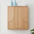 Arched Wood Medicine Cabinet for Bathroom-Mid Century Modern Wall Storage Cabinet-Wall Mounted Over The Toilet Organizer with Hanging Rail for Powder Room, Entryway
